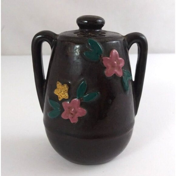 Vintage Thames Redware Pitcher Sugar Shaped Floral 4" Salt & Pepper Shakers - Picture 9 of 14